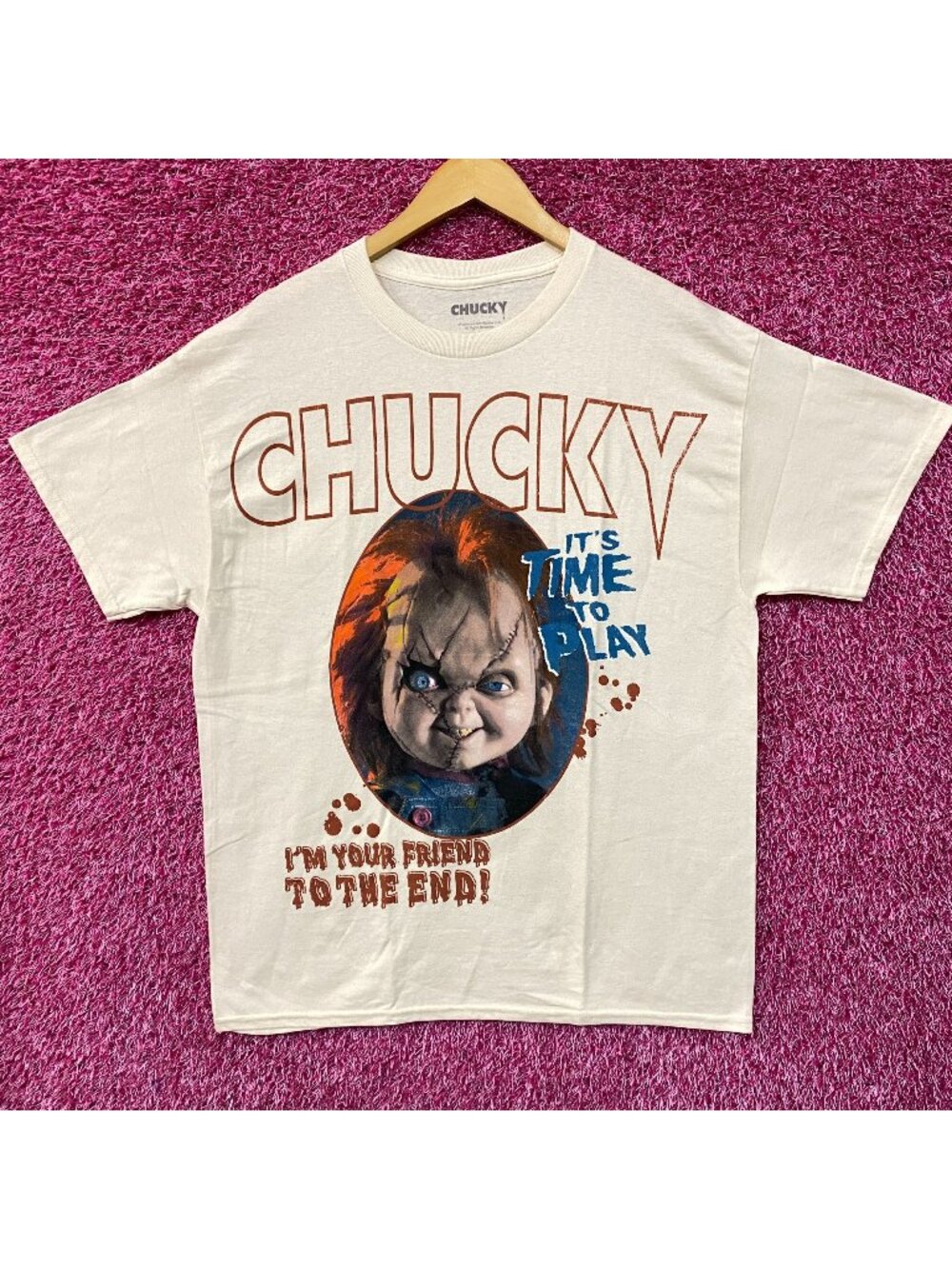 Chucky Childs Play Its Time To Play Horror Movie T-Shirt Large